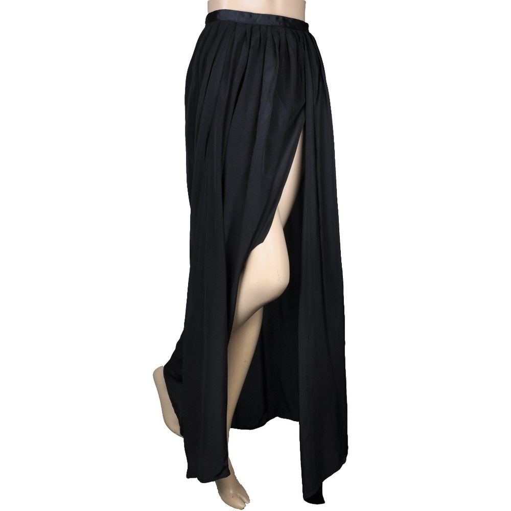 Gypsie Junkies Black Slit Flowy Maxi Skirt